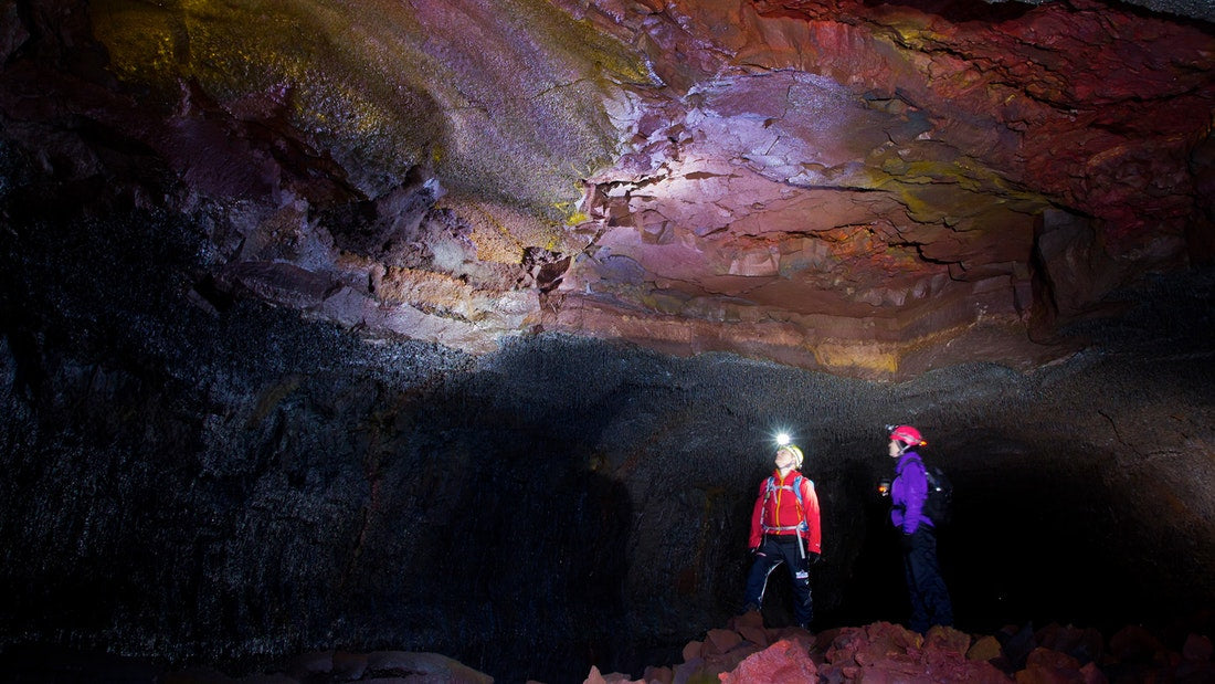 Lava cave and geothermal area tour, Iceland